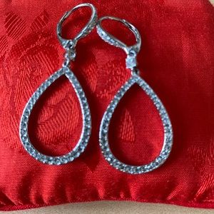 White gold and diamond dangle earrings